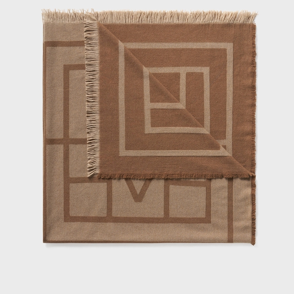 Geometric Patterned Brown Scarf